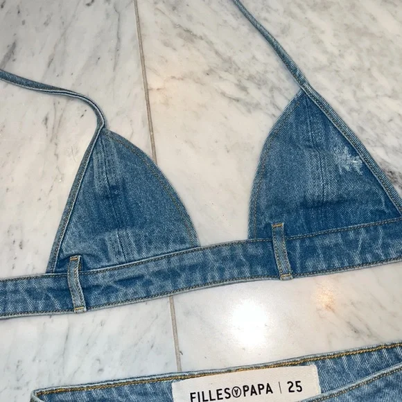 Filles A Papa denim micro shorts set jeans 25 XS - Picture 5 of 6